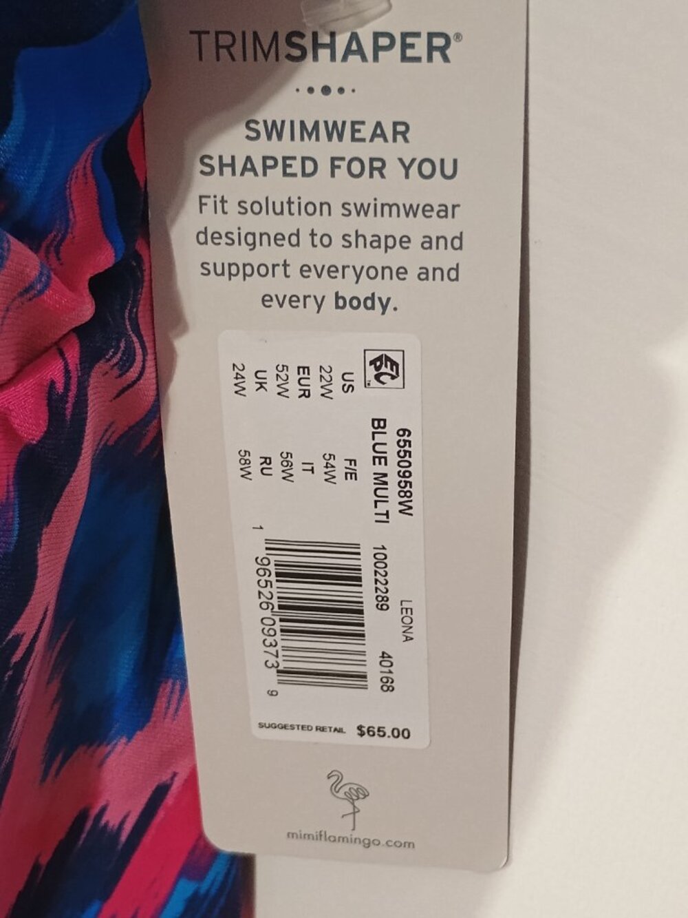 Trimshaper Blue Pink Tiered Tankini Top NWT Size 22W Abstract Print Shaping Swim - Picture 5 of 10